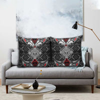 Black Aotearoa Taniko Motif Pillow Cover Vintage Maori New Zealand Tribal Art Pattern LT9 - Polynesian Pride