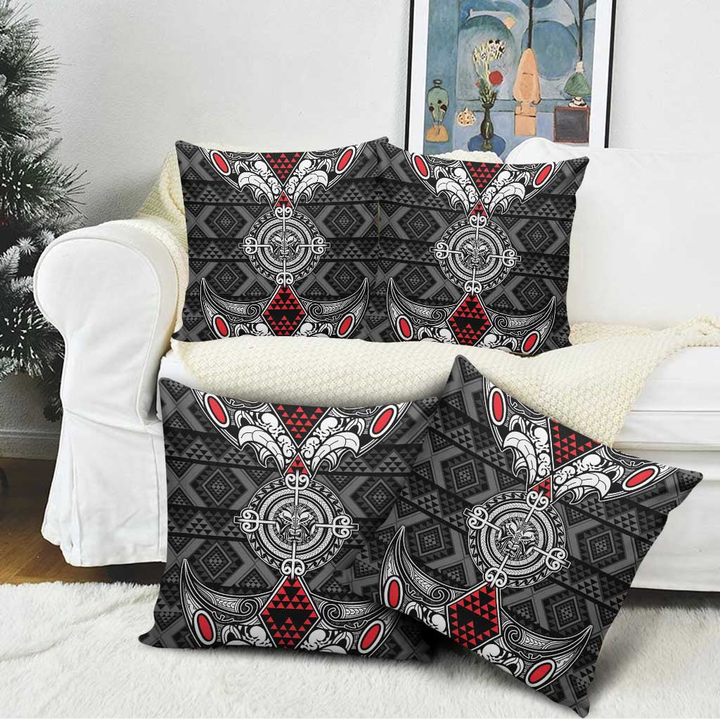 Black Aotearoa Taniko Motif Pillow Cover Vintage Maori New Zealand Tribal Art Pattern LT9 - Polynesian Pride