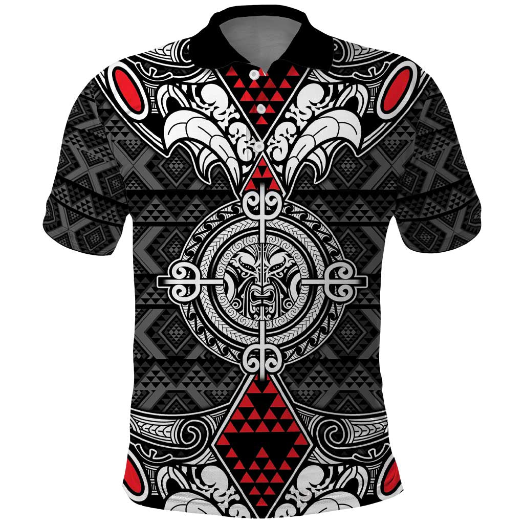 Black Aotearoa Tanilo Motif Polo Shirt Vintage Maori New Zealand Tribal Art Pattern LT9 Black - Polynesian Pride