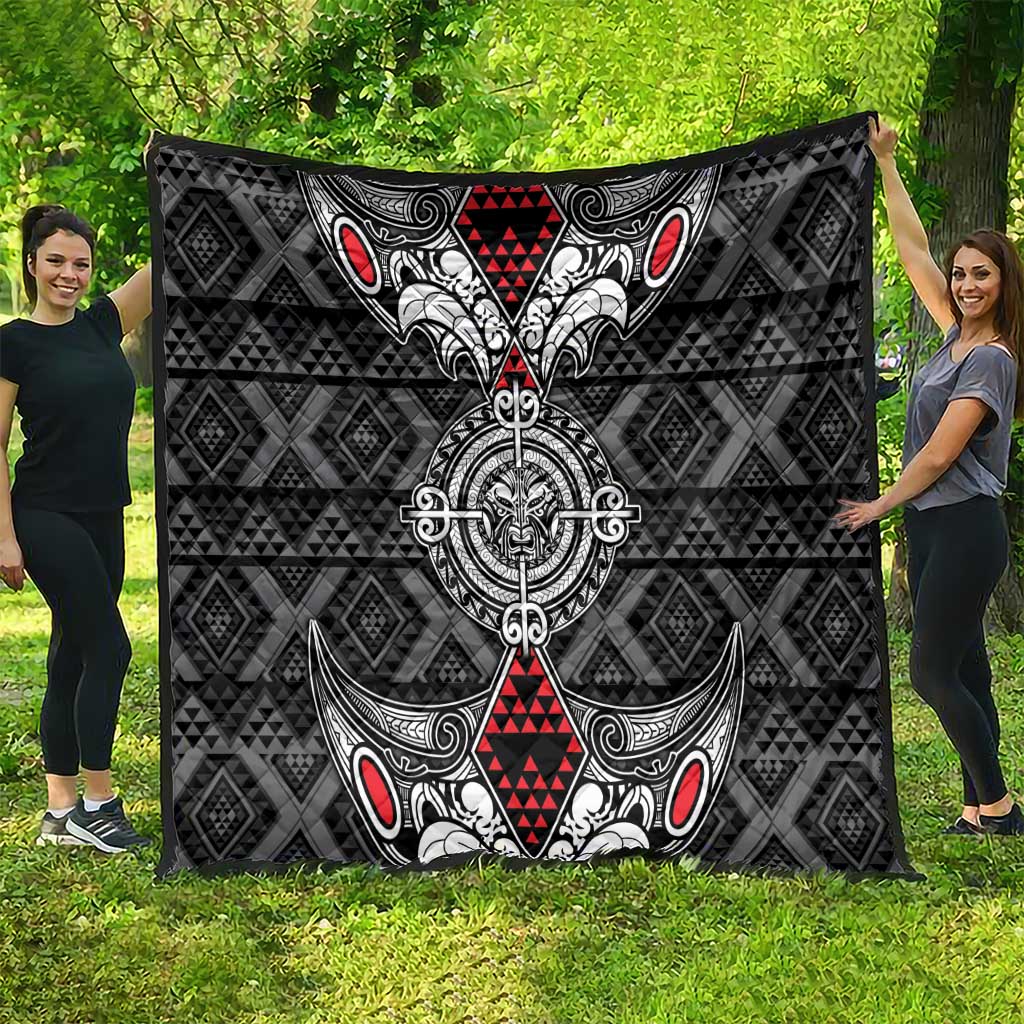 Black Aotearoa Taniko Motif Quilt Vintage Maori New Zealand Tribal Art Pattern LT9 - Polynesian Pride