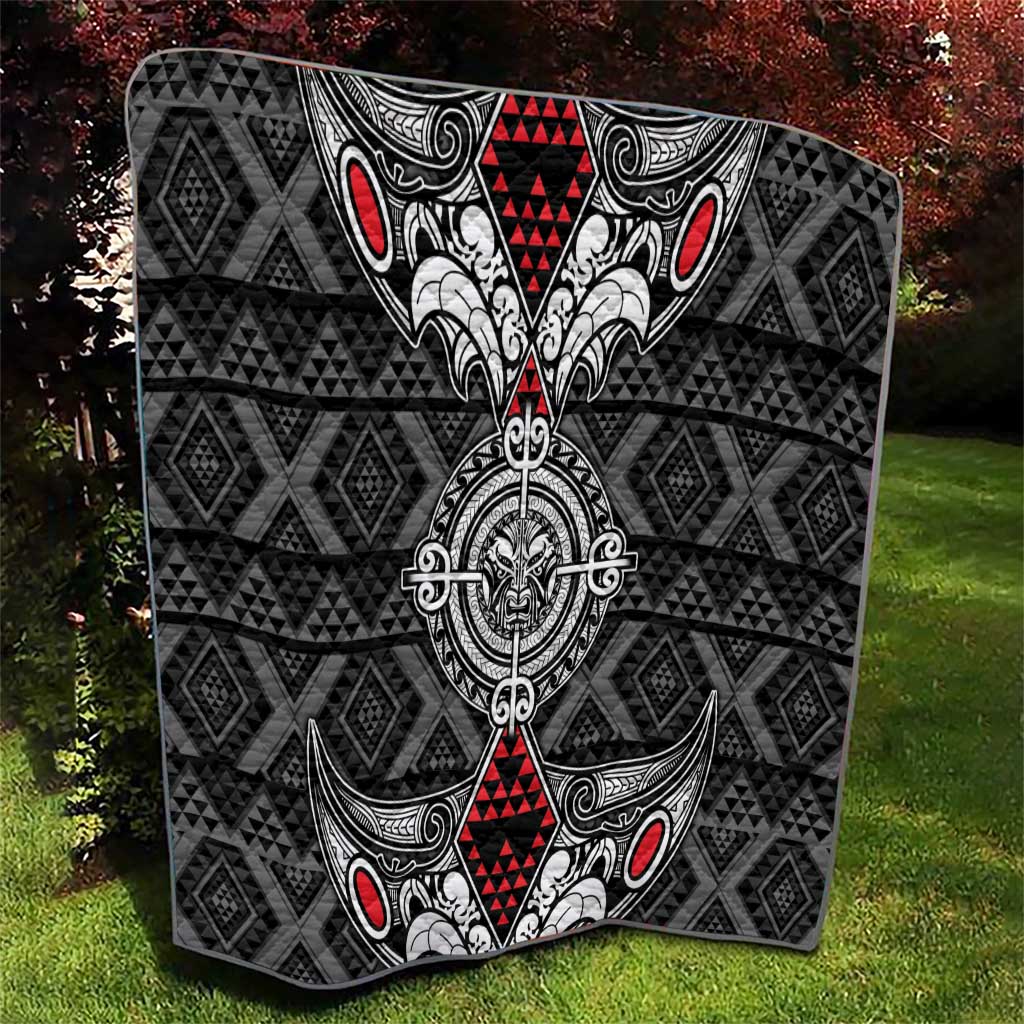 Black Aotearoa Taniko Motif Quilt Vintage Maori New Zealand Tribal Art Pattern LT9 - Polynesian Pride