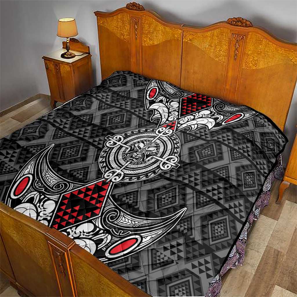 Black Aotearoa Taniko Motif Quilt Vintage Maori New Zealand Tribal Art Pattern LT9 - Polynesian Pride