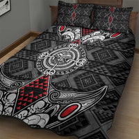 Black Aotearoa Taniko Motif Quilt Bed Set Vintage Maori New Zealand Tribal Art Pattern LT9 - Polynesian Pride