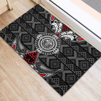 Black Aotearoa Taniko Motif Rubber Doormat Vintage Maori New Zealand Tribal Art Pattern LT9 - Polynesian Pride