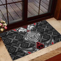 Black Aotearoa Taniko Motif Rubber Doormat Vintage Maori New Zealand Tribal Art Pattern LT9 - Polynesian Pride