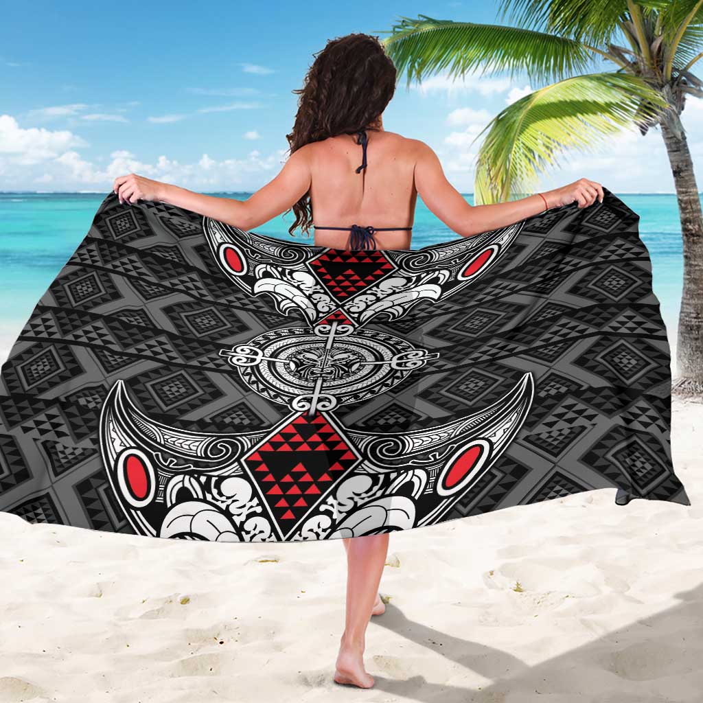 Black Aotearoa Taniko Motif Sarong Vintage Maori New Zealand Tribal Art Pattern LT9 - Polynesian Pride