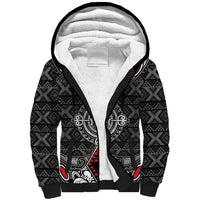 Black Aotearoa Tanilo Motif Sherpa Hoodie Vintage Maori New Zealand Tribal Art Pattern LT9 Unisex Black - Polynesian Pride