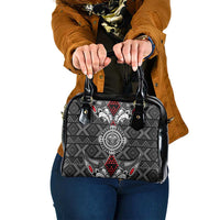 Black Aotearoa Taniko Motif Shoulder Handbag Vintage Maori New Zealand Tribal Art Pattern LT9 One Size Black - Polynesian Pride