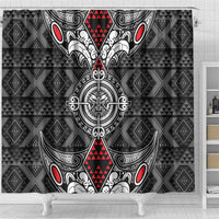 Black Aotearoa Taniko Motif Shower Curtain Vintage Maori New Zealand Tribal Art Pattern LT9 - Polynesian Pride