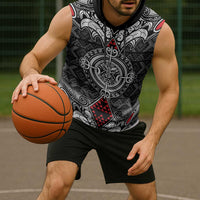 Black Aotearoa Taniko Motif Sleeveless Hoodie Vintage Maori New Zealand Tribal Art Pattern LT9 - Polynesian Pride