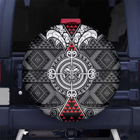 Black Aotearoa Taniko Motif Spare Tire Cover Vintage Maori New Zealand Tribal Art Pattern LT9 No hole Black - Polynesian Pride
