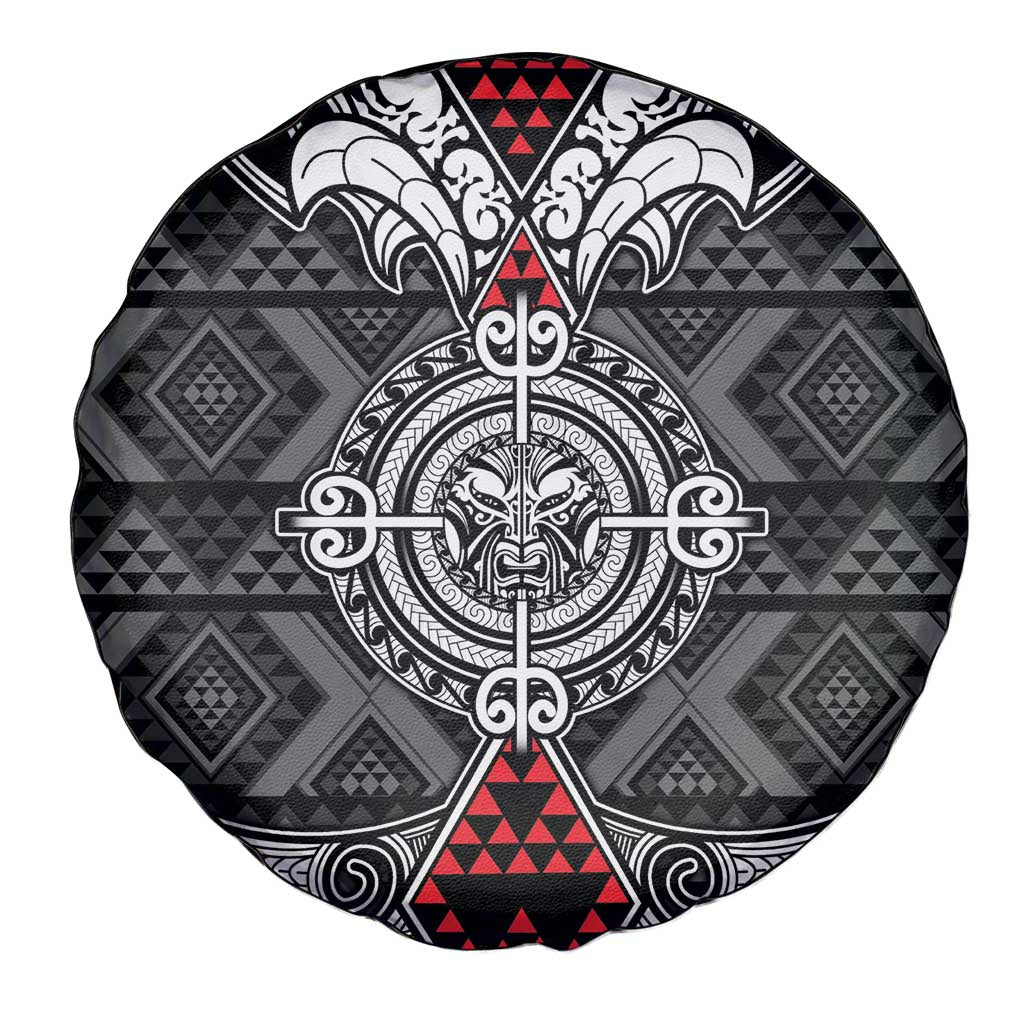 Black Aotearoa Taniko Motif Spare Tire Cover Vintage Maori New Zealand Tribal Art Pattern LT9 - Polynesian Pride