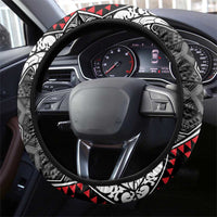 Black Aotearoa Taniko Motif Steering Wheel Cover Vintage Maori New Zealand Tribal Art Pattern LT9 - Polynesian Pride
