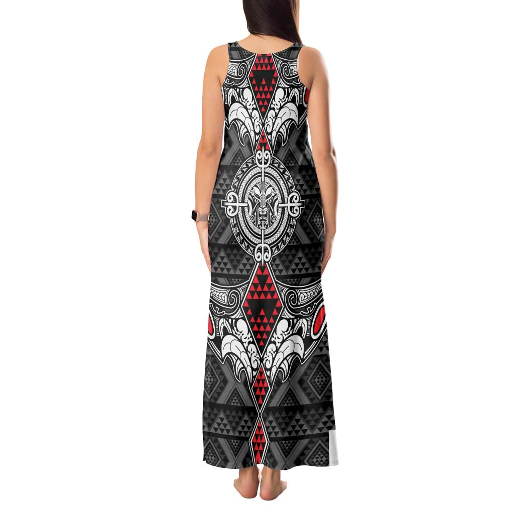 Black Aotearoa Tanilo Motif Tank Maxi Dress Vintage Maori New Zealand Tribal Art Pattern LT9 - Polynesian Pride