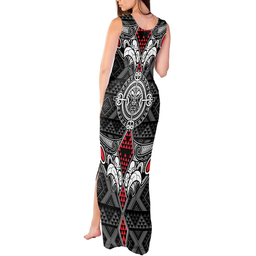 Black Aotearoa Tanilo Motif Tank Maxi Dress Vintage Maori New Zealand Tribal Art Pattern LT9 - Polynesian Pride