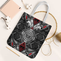 Black Aotearoa Taniko Motif Tote Bag Vintage Maori New Zealand Tribal Art Pattern LT9 White Strap One Size Black - Polynesian Pride