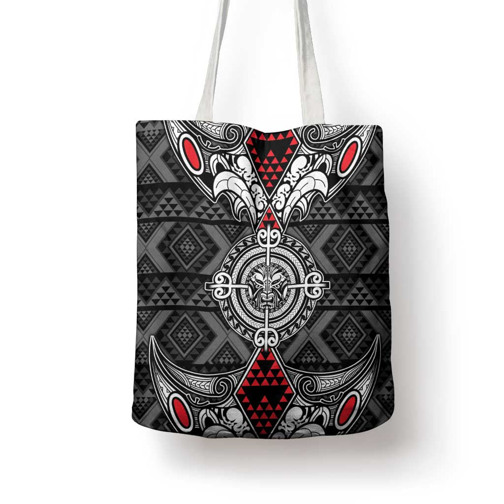Black Aotearoa Taniko Motif Tote Bag Vintage Maori New Zealand Tribal Art Pattern LT9 - Polynesian Pride