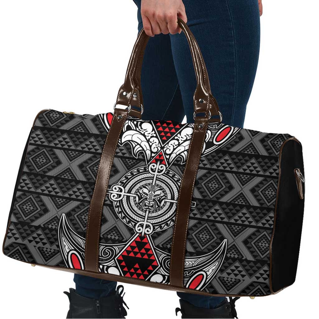 Black Aotearoa Taniko Motif Travel Bag Vintage Maori New Zealand Tribal Art Pattern LT9 - Polynesian Pride