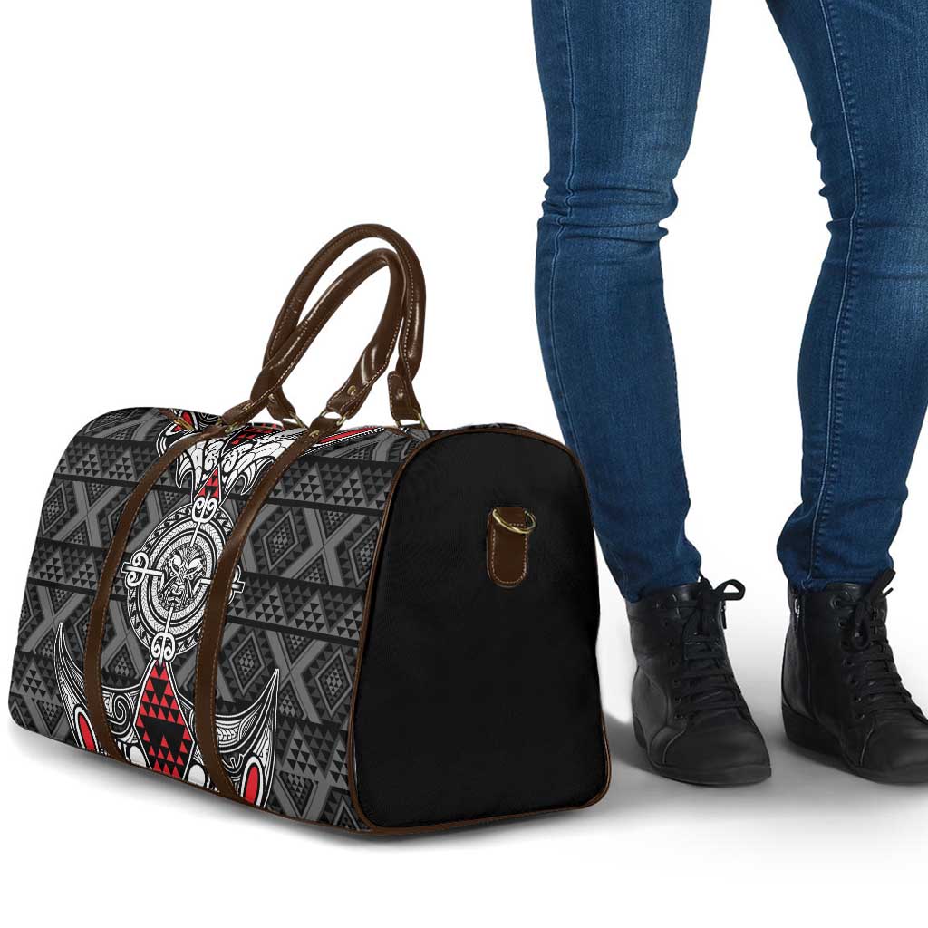 Black Aotearoa Taniko Motif Travel Bag Vintage Maori New Zealand Tribal Art Pattern LT9 - Polynesian Pride