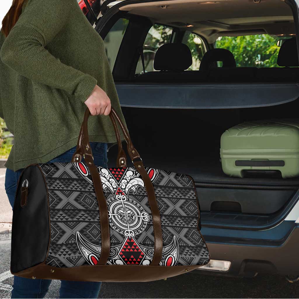 Black Aotearoa Taniko Motif Travel Bag Vintage Maori New Zealand Tribal Art Pattern LT9 - Polynesian Pride