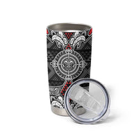 Black Aotearoa Taniko Motif Tumbler Cup Vintage Maori New Zealand Tribal Art Pattern LT9 - Polynesian Pride