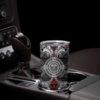 Black Aotearoa Taniko Motif Tumbler Cup Vintage Maori New Zealand Tribal Art Pattern LT9 - Polynesian Pride