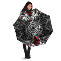 Black Aotearoa Taniko Motif Umbrella Vintage Maori New Zealand Tribal Art Pattern LT9 - Polynesian Pride