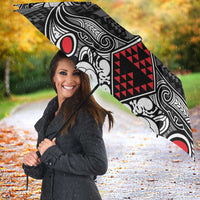 Black Aotearoa Taniko Motif Umbrella Vintage Maori New Zealand Tribal Art Pattern LT9 - Polynesian Pride