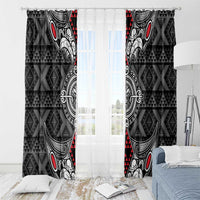 Black Aotearoa Taniko Motif Window Curtain Vintage Maori New Zealand Tribal Art Pattern LT9 - Polynesian Pride