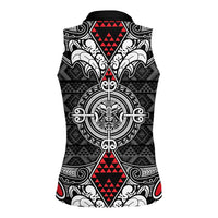 Black Aotearoa Tanilo Motif Women Sleeveless Polo Shirt Vintage Maori New Zealand Tribal Art Pattern LT9 - Polynesian Pride