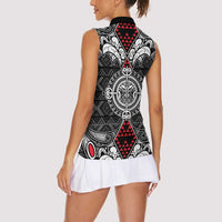 Black Aotearoa Tanilo Motif Women Sleeveless Polo Shirt Vintage Maori New Zealand Tribal Art Pattern LT9 - Polynesian Pride