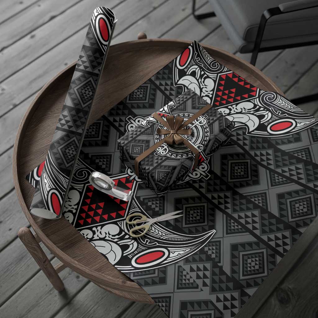 Black Aotearoa Taniko Motif Wrapping Paper Vintage Maori New Zealand Tribal Art Pattern LT9 - Polynesian Pride