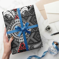 Black Aotearoa Taniko Motif Wrapping Paper Vintage Maori New Zealand Tribal Art Pattern LT9 - Polynesian Pride