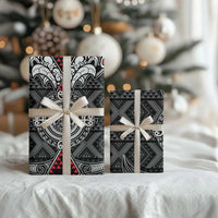 Black Aotearoa Taniko Motif Wrapping Paper Vintage Maori New Zealand Tribal Art Pattern LT9 - Polynesian Pride