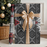 Black Aotearoa Taniko Motif Wrapping Paper Vintage Maori New Zealand Tribal Art Pattern LT9 - Polynesian Pride