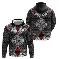 Black Aotearoa Tanilo Motif Zip Hoodie Vintage Maori New Zealand Tribal Art Pattern LT9 - Polynesian Pride