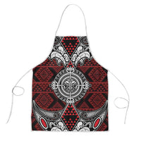 Red Aotearoa Taniko Motif Apron Vintage Maori New Zealand Tribal Art Pattern LT9 Red - Polynesian Pride