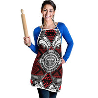 Red Aotearoa Taniko Motif Apron Vintage Maori New Zealand Tribal Art Pattern LT9 - Polynesian Pride
