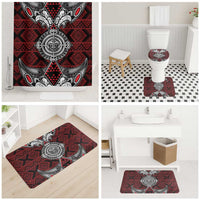 Red Aotearoa Taniko Motif Bathroom Set Vintage Maori New Zealand Tribal Art Pattern LT9 - Polynesian Pride
