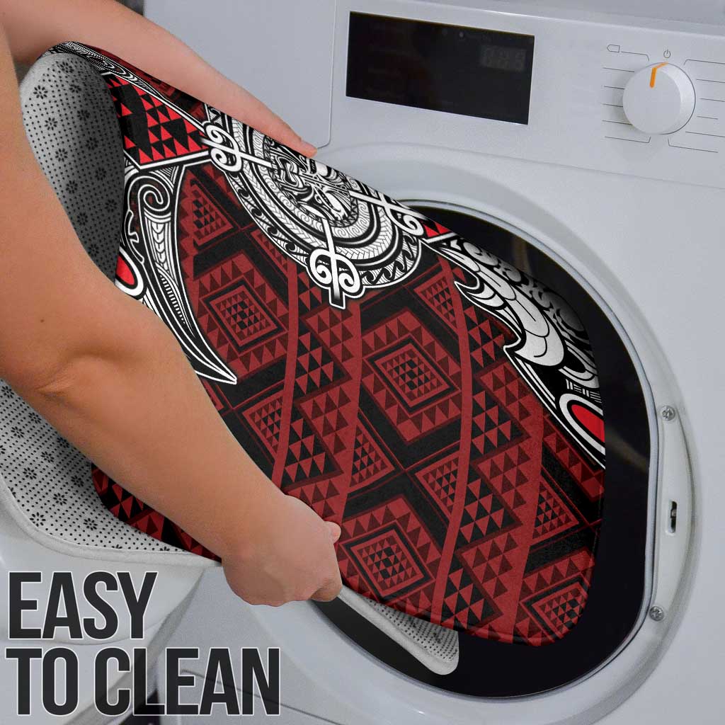 Red Aotearoa Taniko Motif Bathroom Set Vintage Maori New Zealand Tribal Art Pattern LT9 - Polynesian Pride