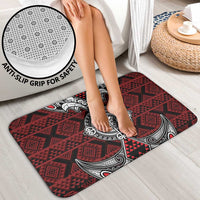 Red Aotearoa Taniko Motif Bathroom Set Vintage Maori New Zealand Tribal Art Pattern LT9 - Polynesian Pride