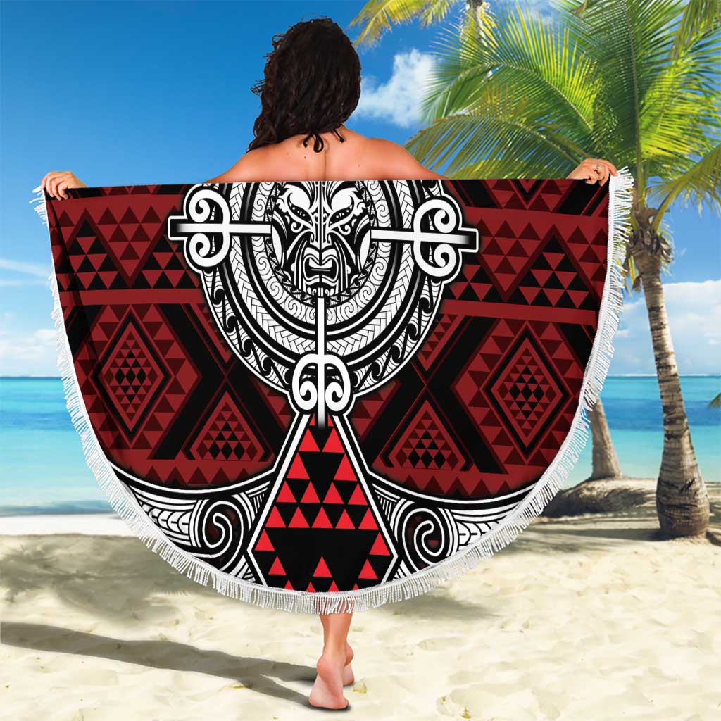 Red Aotearoa Taniko Motif Beach Blanket Vintage Maori New Zealand Tribal Art Pattern LT9 - Polynesian Pride