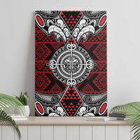 Red Aotearoa Taniko Motif Canvas Wall Art Vintage Maori New Zealand Tribal Art Pattern LT9 - Polynesian Pride