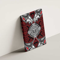 Red Aotearoa Taniko Motif Canvas Wall Art Vintage Maori New Zealand Tribal Art Pattern LT9 - Polynesian Pride