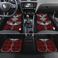 Red Aotearoa Taniko Motif Car Mats Vintage Maori New Zealand Tribal Art Pattern LT9 Set 4pcs Red - Polynesian Pride