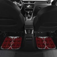 Red Aotearoa Taniko Motif Car Mats Vintage Maori New Zealand Tribal Art Pattern LT9 Set 2pcs - Back Red - Polynesian Pride