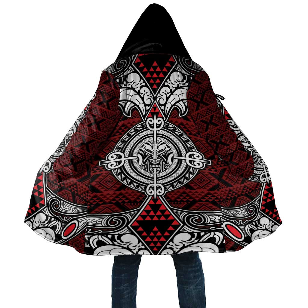 Red Aotearoa Taniko Motif Cloak Vintage Maori New Zealand Tribal Art Pattern LT9 Unisex Red - Polynesian Pride