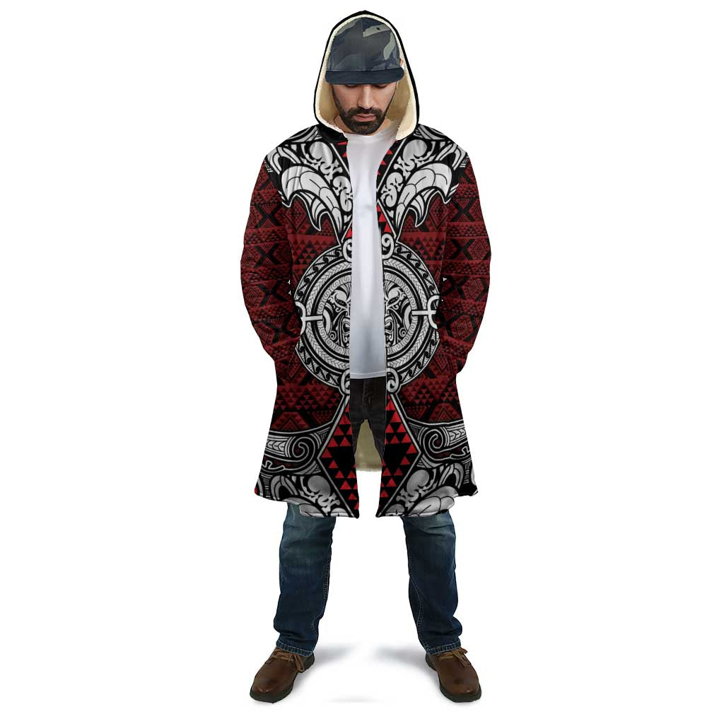 Red Aotearoa Taniko Motif Cloak Vintage Maori New Zealand Tribal Art Pattern LT9 - Polynesian Pride