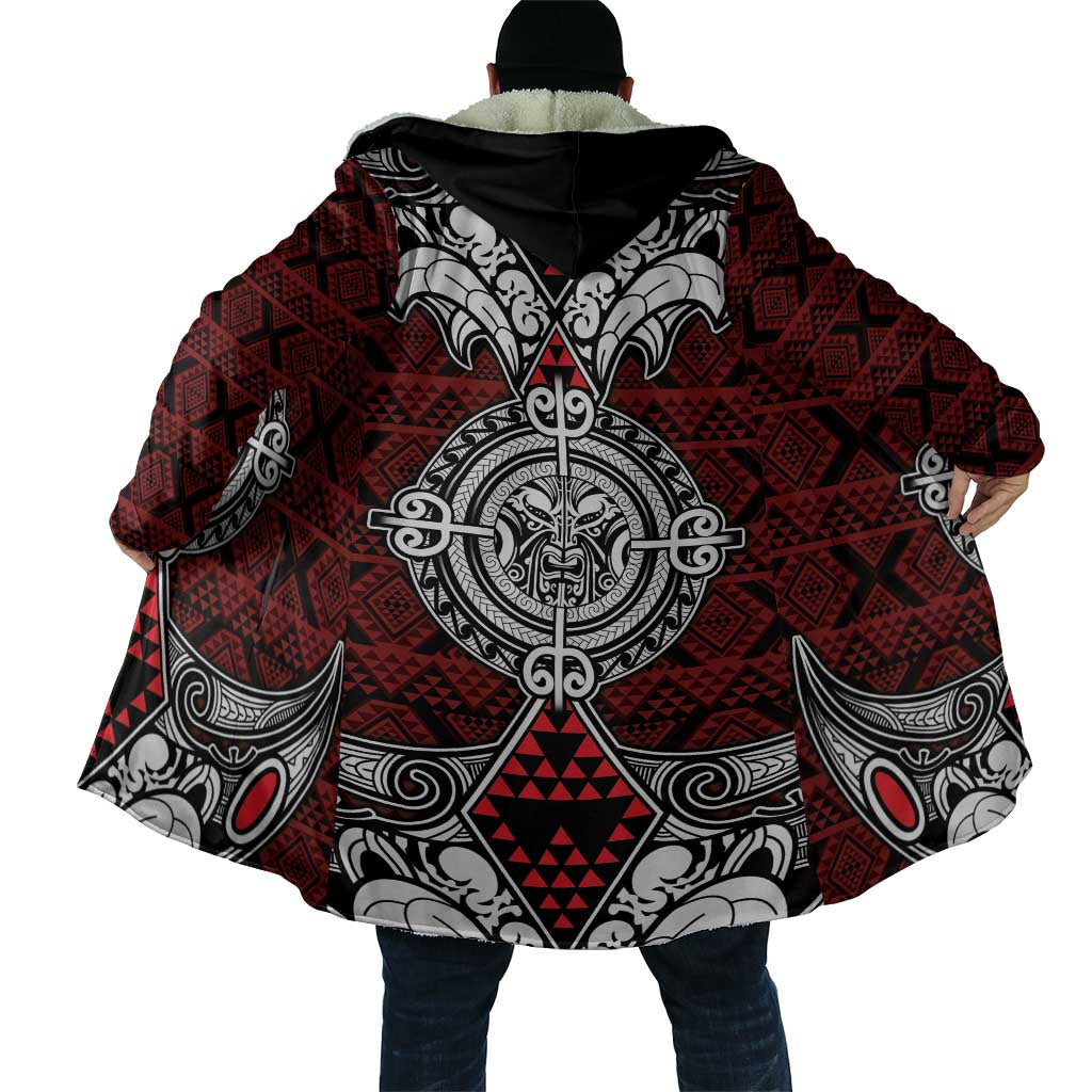 Red Aotearoa Taniko Motif Cloak Vintage Maori New Zealand Tribal Art Pattern LT9 - Polynesian Pride