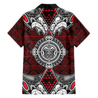 Red Aotearoa Tanilo Motif Family Matching Long Sleeve Bodycon Dress and Hawaiian Shirt Vintage Maori New Zealand Tribal Art Pattern LT9 - Polynesian Pride